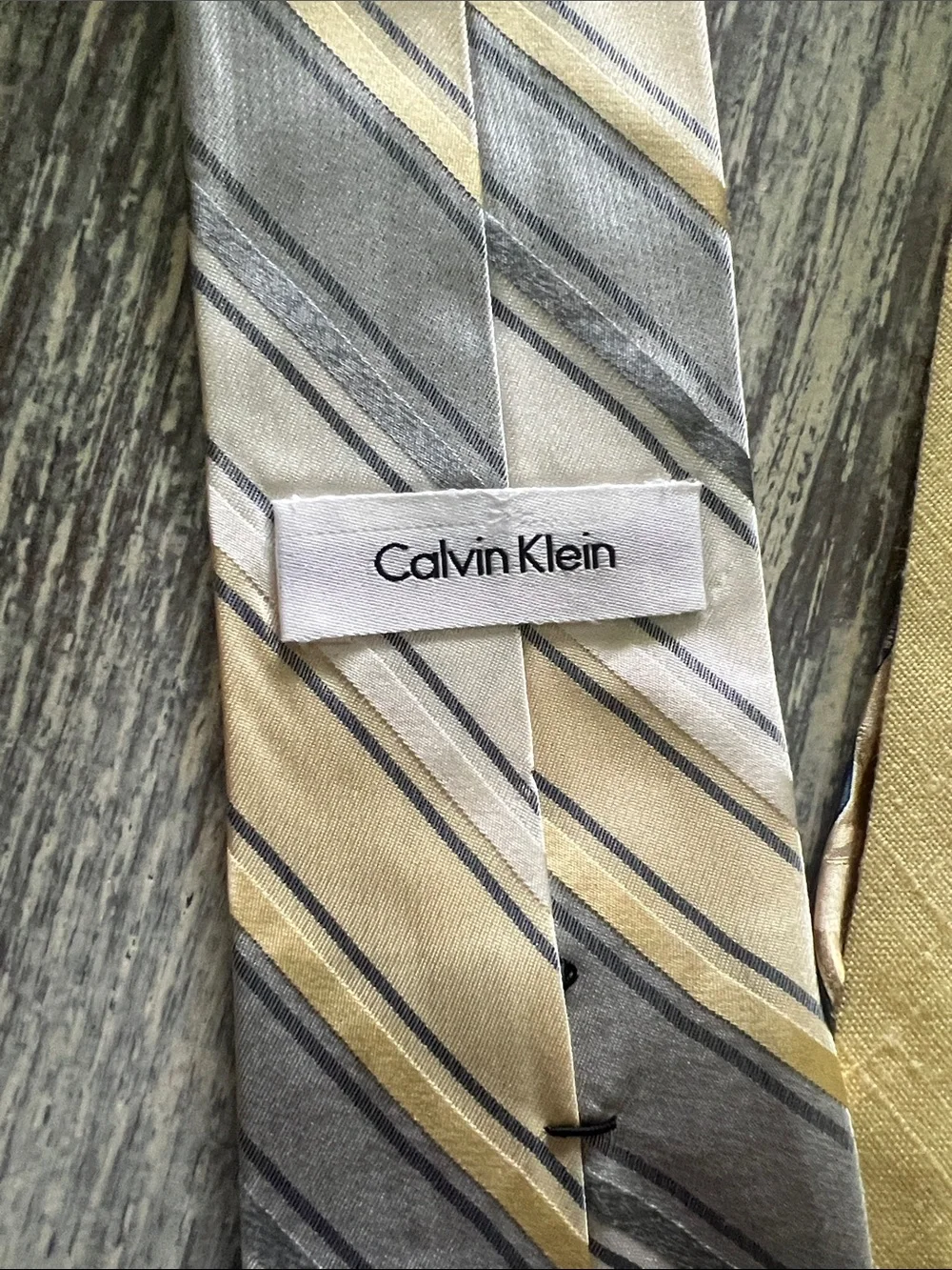 Assorted Men's Yellow Silk Tie - Calvin Klein, Classic Solid Yellow Necktie
